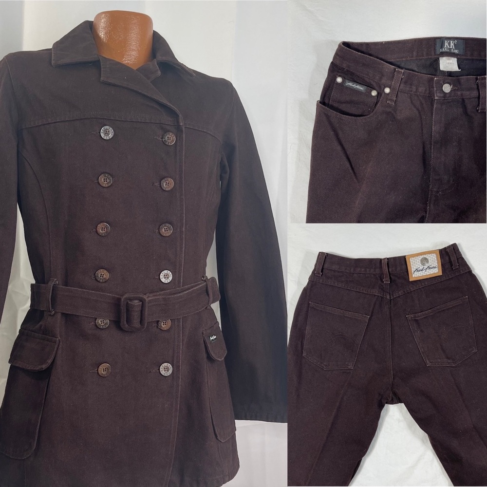 Vintage 2 piece Karl Kani KK2 hip hop brown heavyweight cotton denim size 9/10